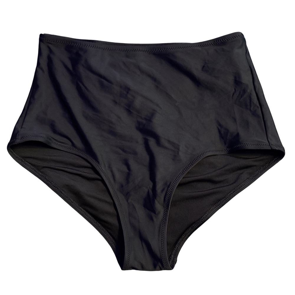 Aerie Black High Waisted Full Coverage UPF 50 Bikini Swim Bottom Size Small